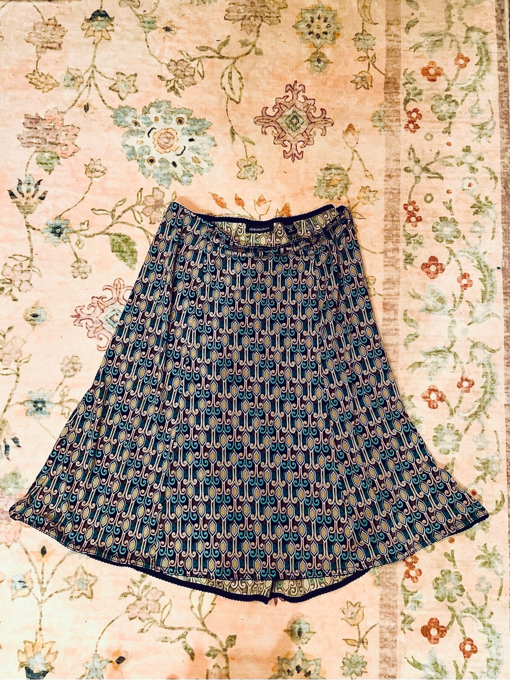 Ideology Navy and Teal Circle Skater Skirt